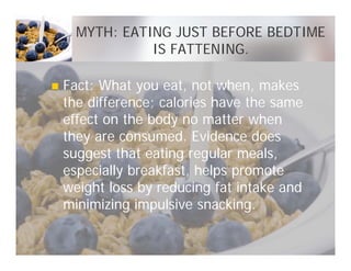 Nutrition:  Fact vs Fiction