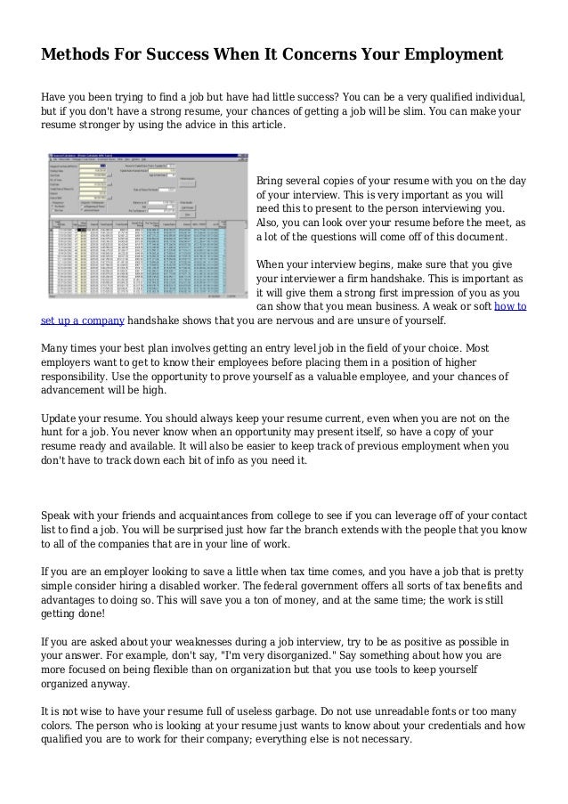 methods for success when it concerns your employment what does a modern day resume look
