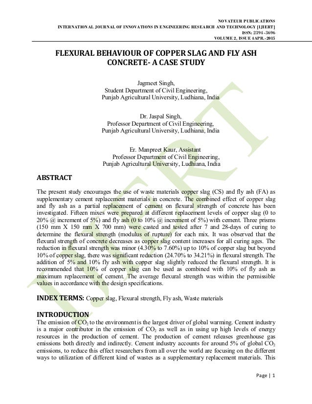 Flexural Behaviour Of Copper Slag And Fly Ash Concrete A - 