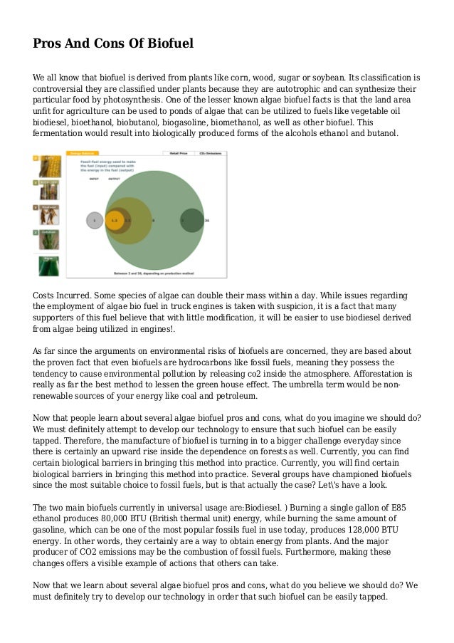 Pros and cons of biofuels
