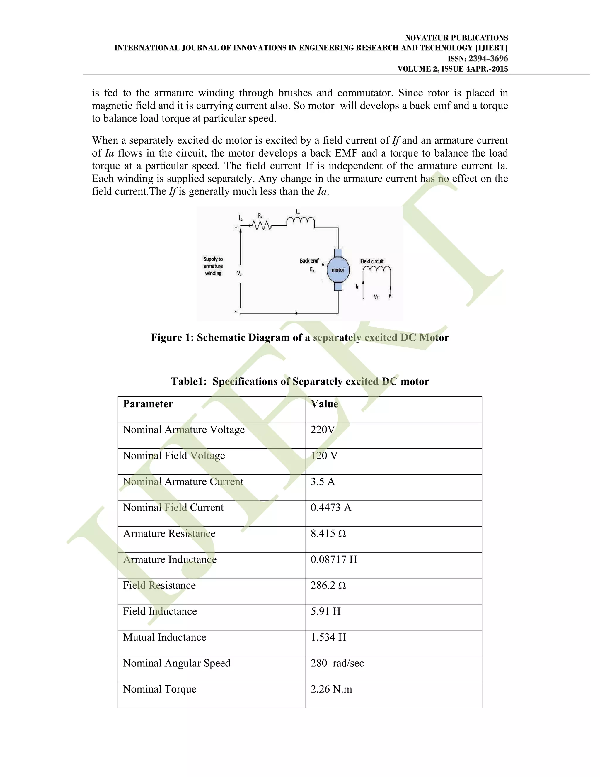 SPEED CONTROL OF SEPARATELY EXCITED DC MOTOR USING POWER ELECTRONIC ...