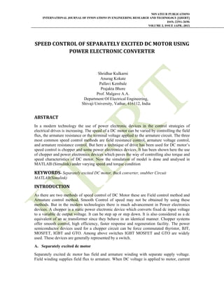SPEED CONTROL OF SEPARATELY EXCITED DC MOTOR USING POWER ELECTRONIC ...