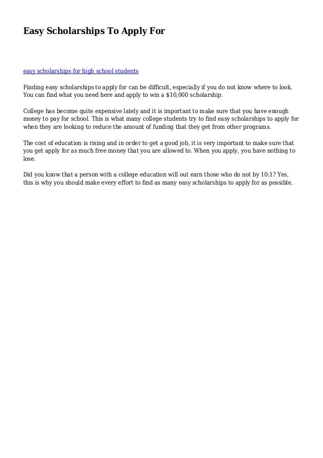 Easy Scholarships To Apply For