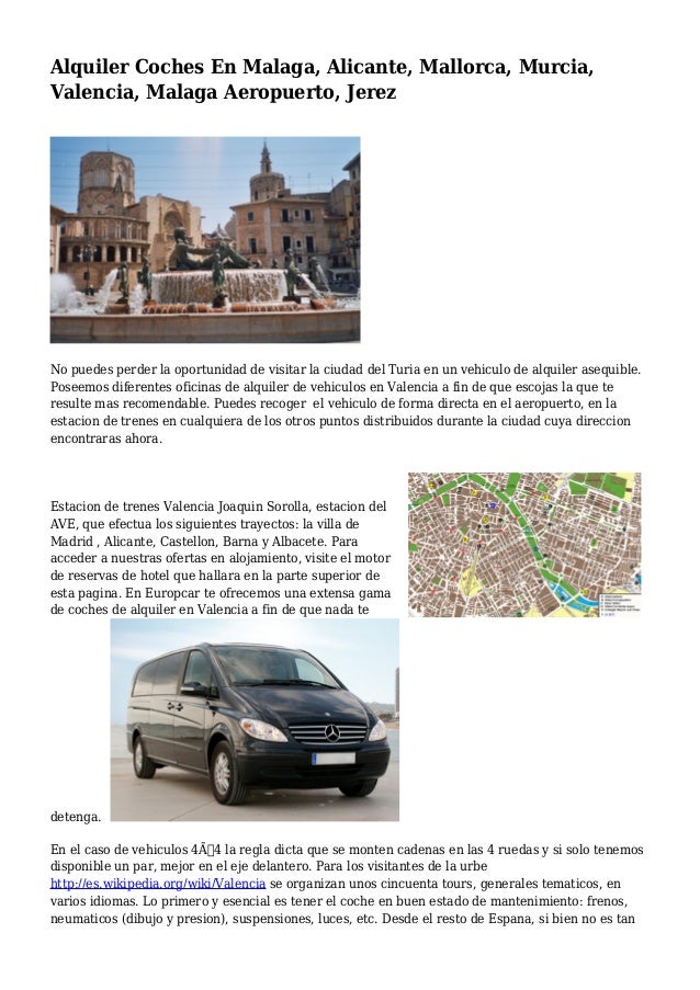 Alquiler Coches En Malaga Alicante Mallorca Murcia Valencia Mala