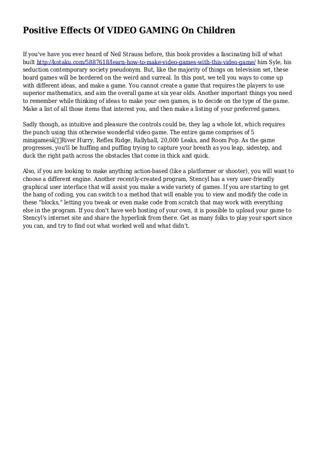 Positive Effects Of VIDEO GAMING On Children