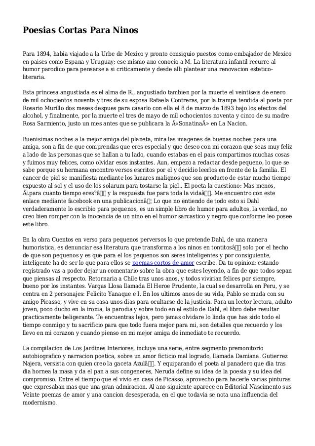 Poesias Cortas Para Ninos