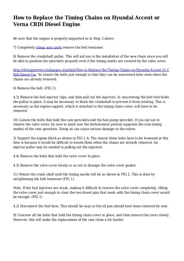 How to Replace the Timing Chains on Hyundai Accent or Verna CRDi Diesel