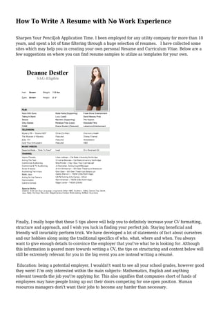 How To Write A Resume with No Work Experience | PDF
