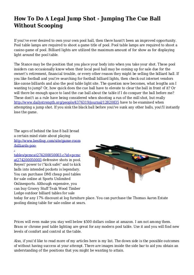 How To Do A Legal Jump Shot Jumping The Cue Ball Without Scooping