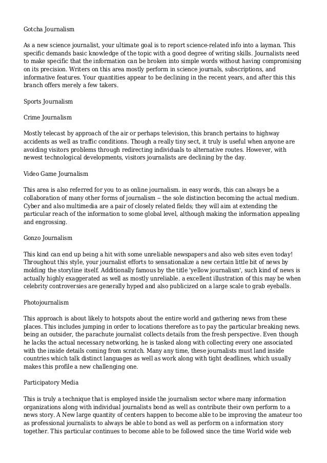 Types of journalistic writing