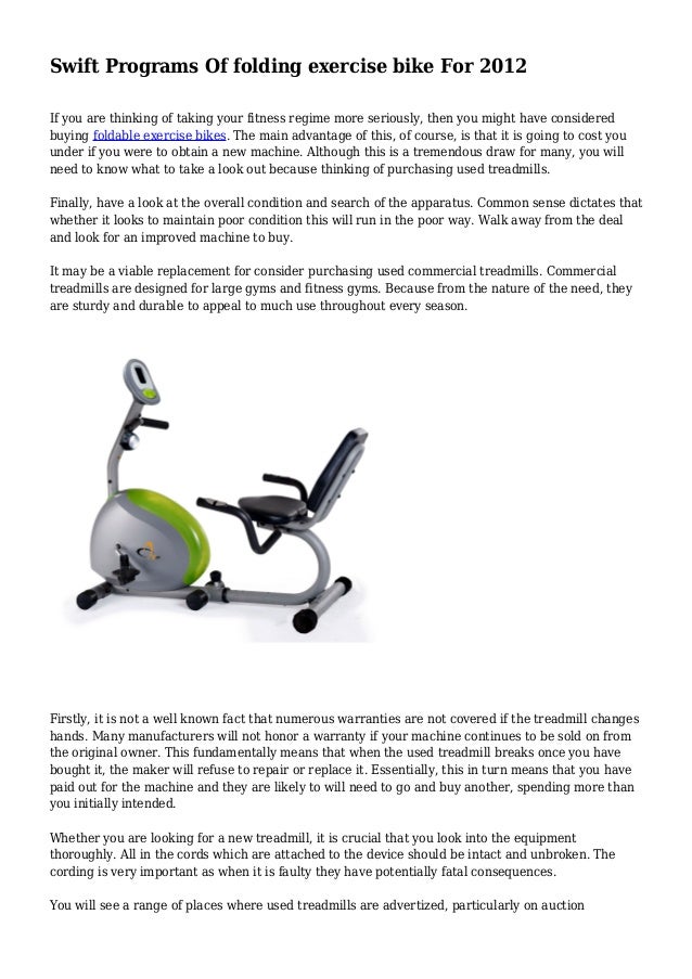 swift programs of folding exercise bike for 2012 folding programs