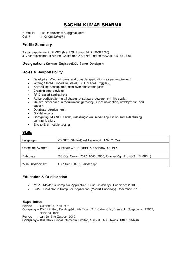 resumesql 3 year summary p l