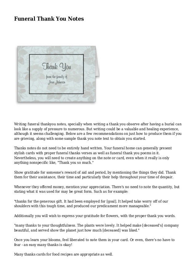 Funeral Thank You Notes