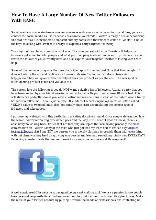 How To Have A Large Number Of New Twitter Followers With Ease