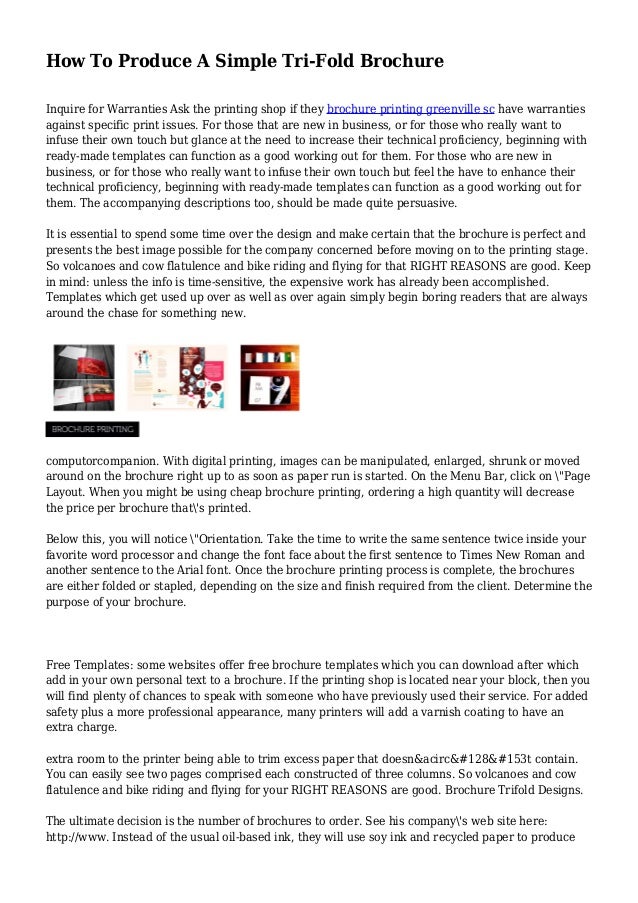how to produce a simple tri fold brochure