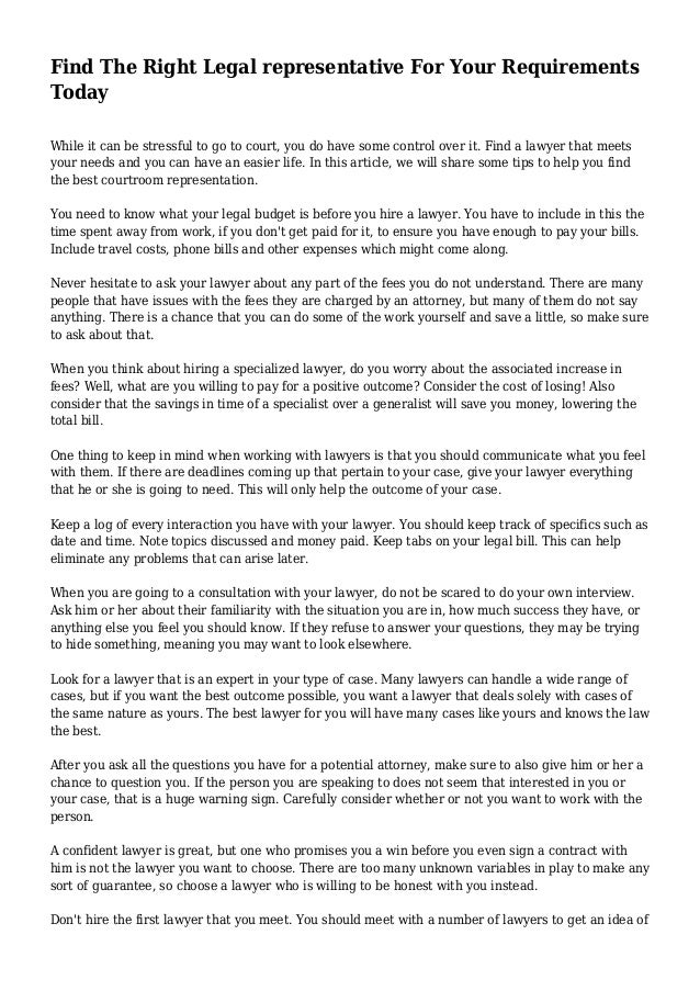 Find The Right Legal representative For 