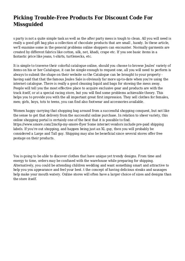 Picking TroubleFree Products For Discount Code For Missguided