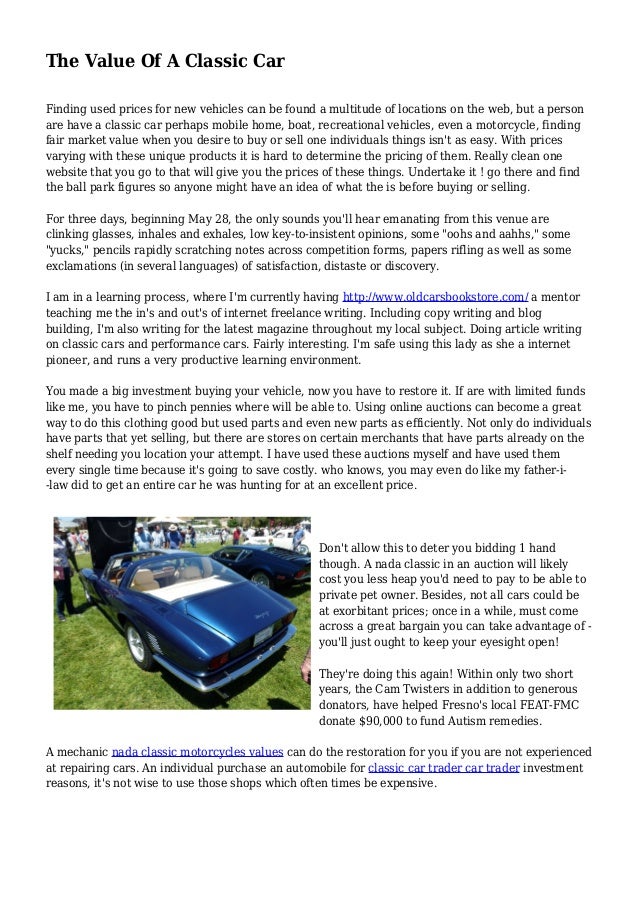 Nada Classic Car Values >> The Value Of A Classic Car Nada Classic Car Values >> The Value Of A Classic Car
