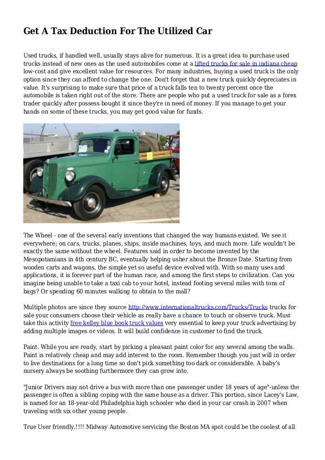 Get A Tax Deduction For The Utilized Car