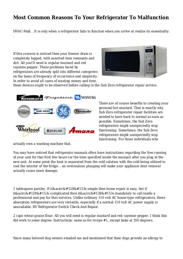 Most Common Reasons To Your Refrigerator To Malfunction