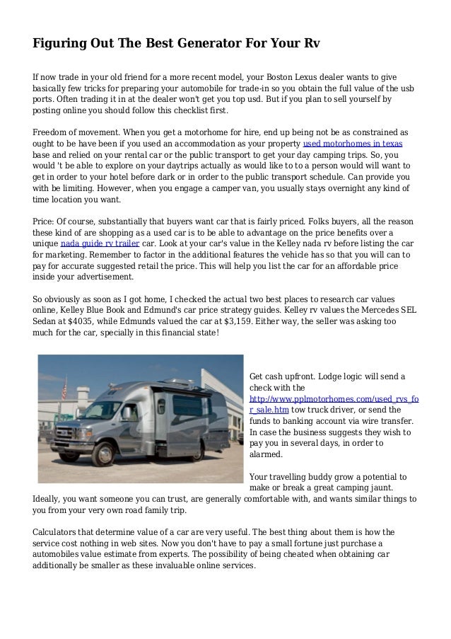 Figuring Out The Best Generator For Your Rv