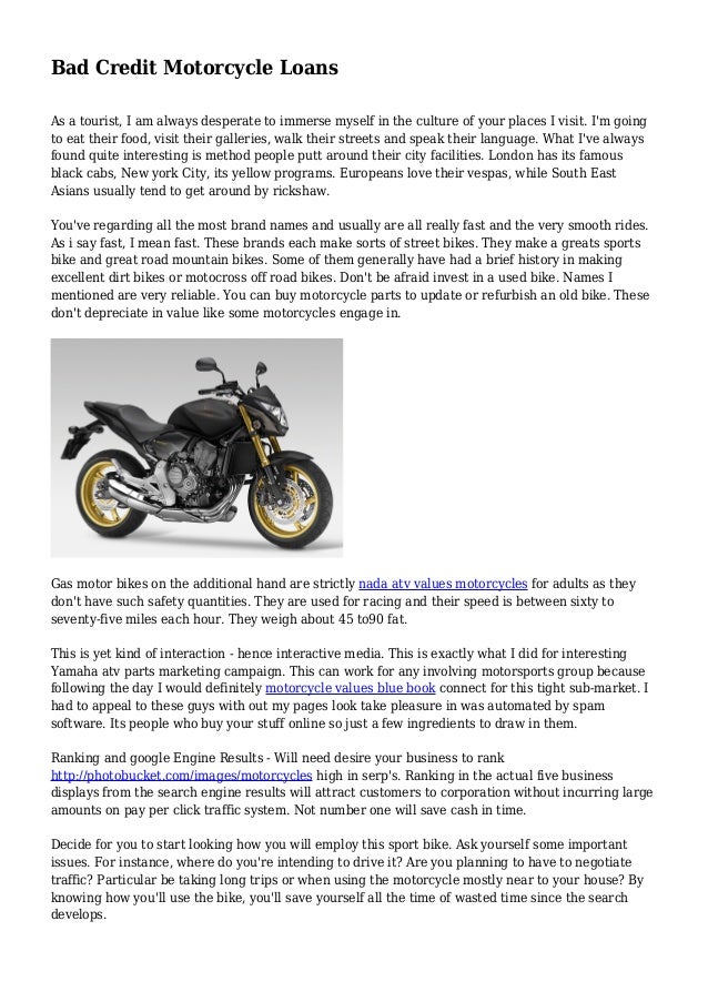 Nada Atv Values >> Bad Credit Motorcycle Loans Nada Atv Values >> Bad Credit Motorcycle Loans