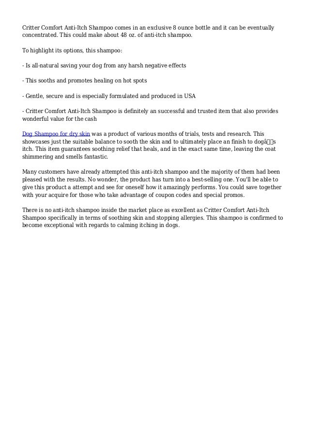 A Overview of Critter Comfort AntiItch Shampoo