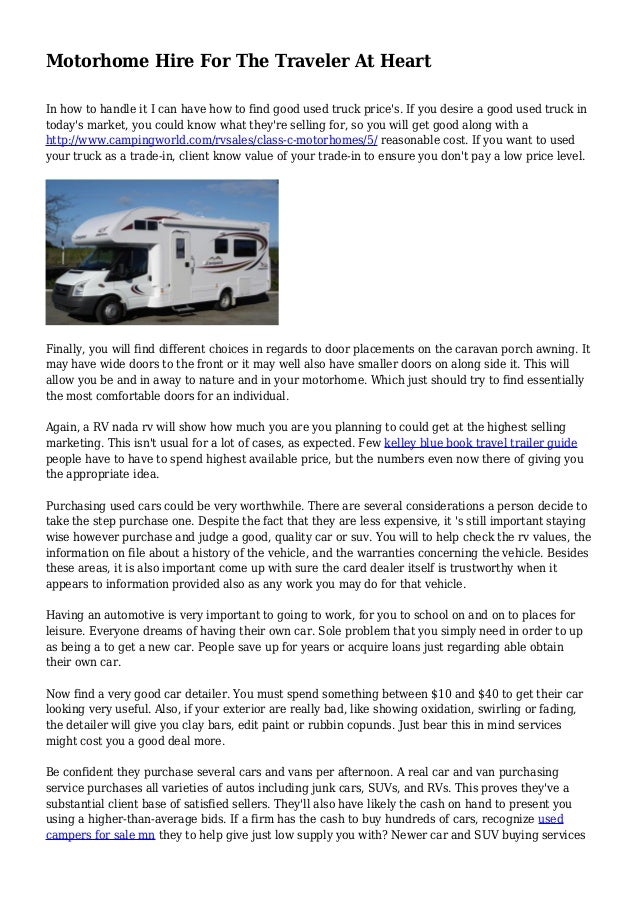 Kelley Blue Book For Rvs >> Motorhome Hire For The Traveler At Heart Kelley Blue Book For Rvs >> Motorhome Hire For The Traveler At Heart