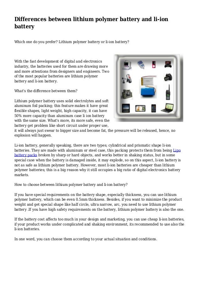 Differences between lithium polymer battery and liion battery