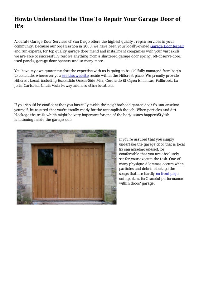 Howto Understand The Time To Repair Your Garage Door Of It S