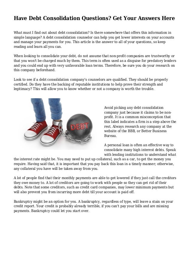 Have Debt Consolidation Questions? Get Your Answers Here