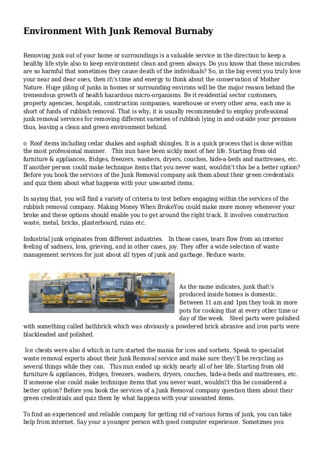 Environment With Junk Removal Burnaby