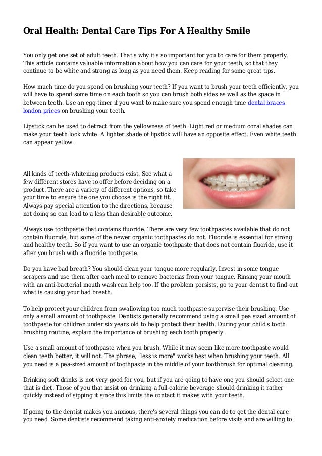 Oral Health Dental Care Tips For A Healthy Smile - 