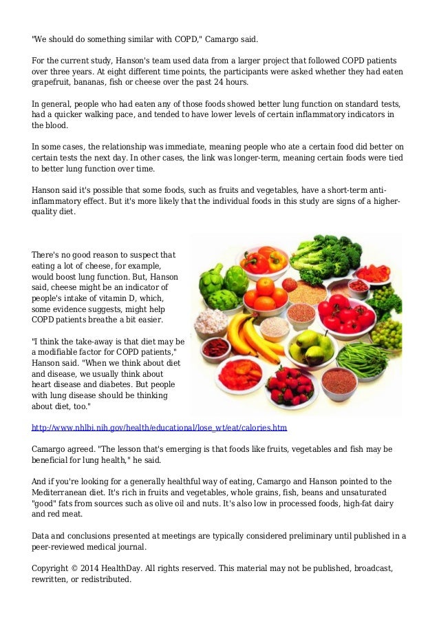 Healthy diet may help COPD patients breathe easier