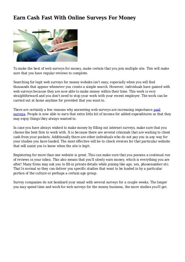 Earn Cash Fast With Online Surveys For Money - 