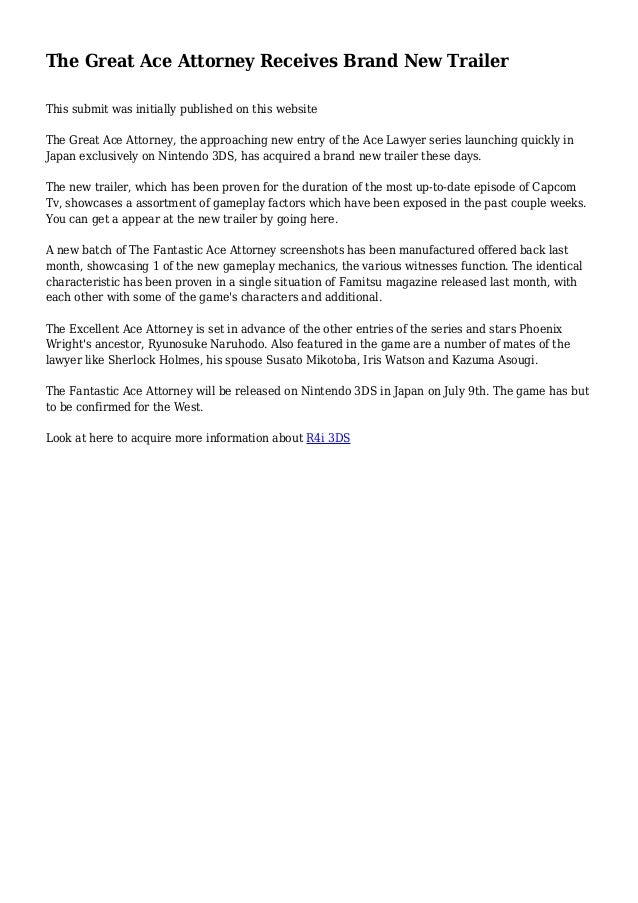 The Great Ace Attorney Receives Brand New Trailer