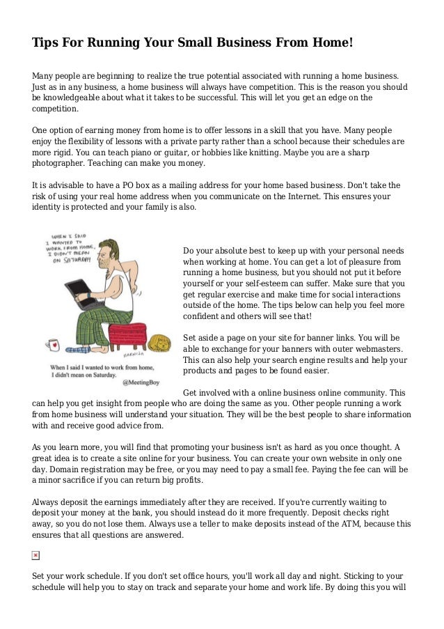 Tips For Running Your Small Business From Home!