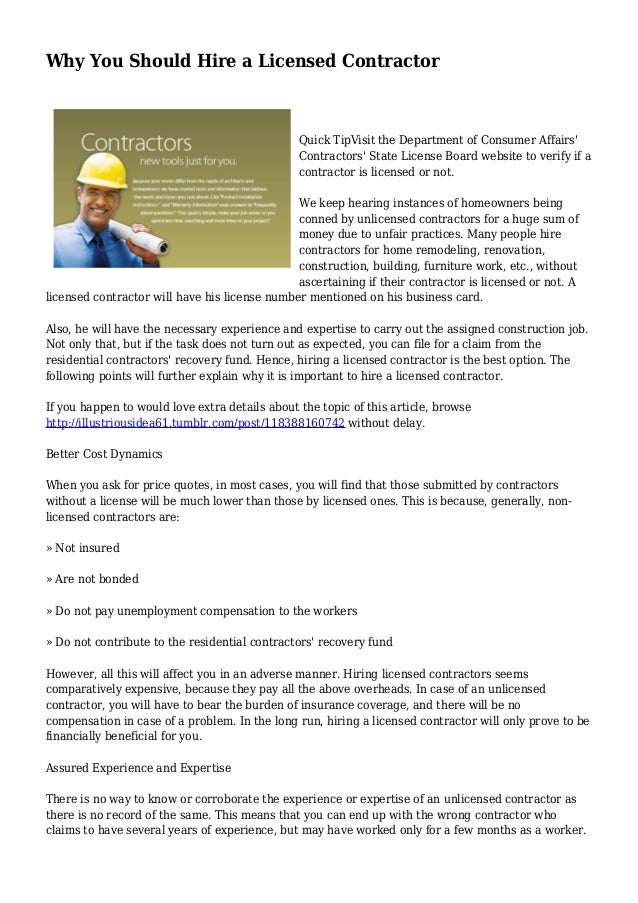 Why You Should Hire a Licensed Contractor