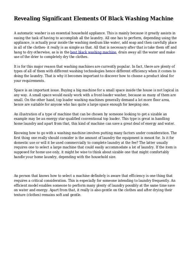 Revealing Significant Elements Of Black Washing Machine