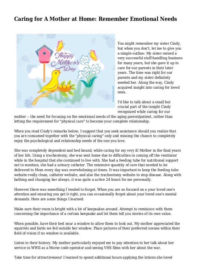 Caring For A Mother At Home Remember Emotional Needs