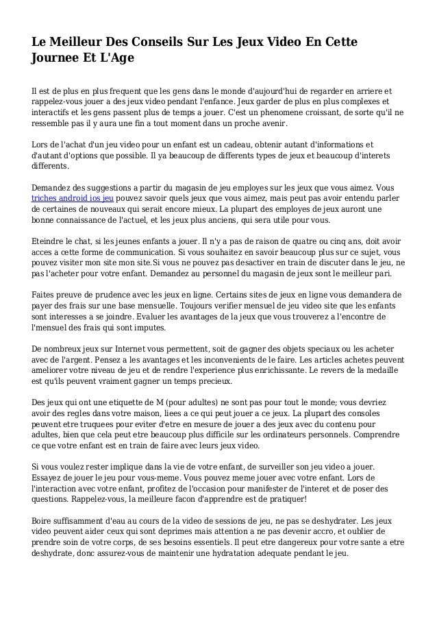 Le Meilleur Des Conseils Sur Les Jeux Video En Cette Journee Et L Age