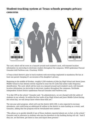 Student Tracking IDs Spark Privacy Debate | PDF