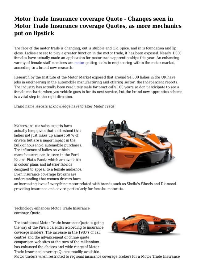 Traders Insurance Policy >> Motor Trade Insurance Coverage Quote Changes Seen In Motor Traders Insurance Policy >> Motor Trade Insurance Coverage Quote Changes Seen In Motor
