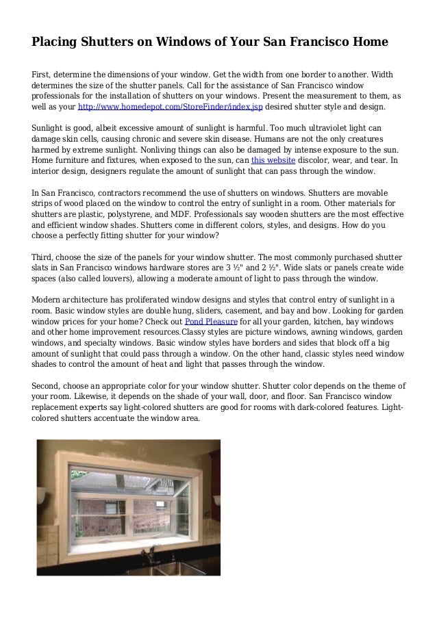 Placing Shutters On Windows Of Your San Francisco Home