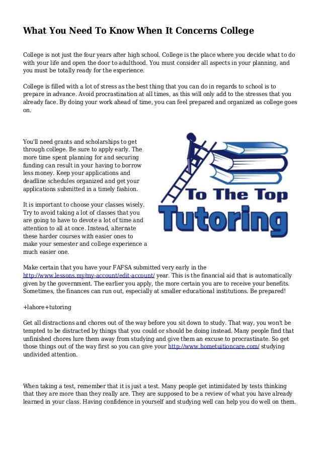 what you need to know when it concerns college things to do after high school