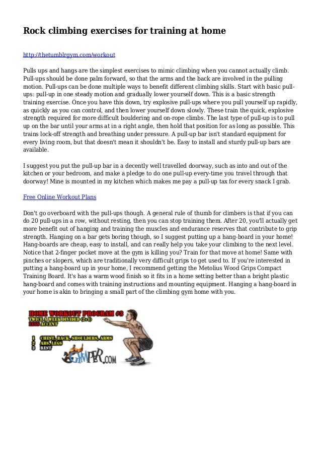 Rock climbing exercises for training at home