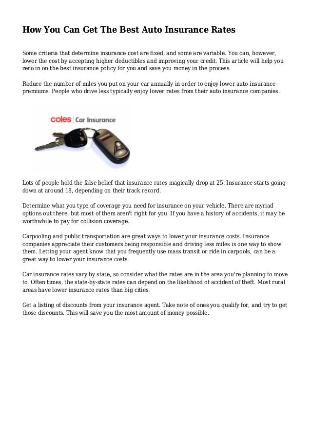 How You Can Get The Best Auto Insurance Rates