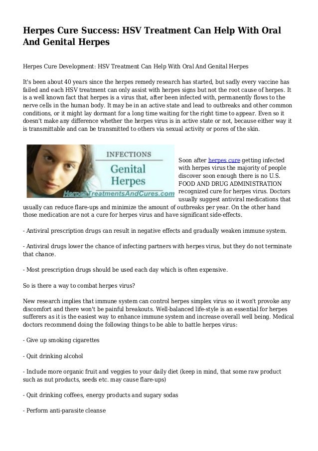Herpes Cure Success HSV Treatment Can Help With Oral And Genital Herpes