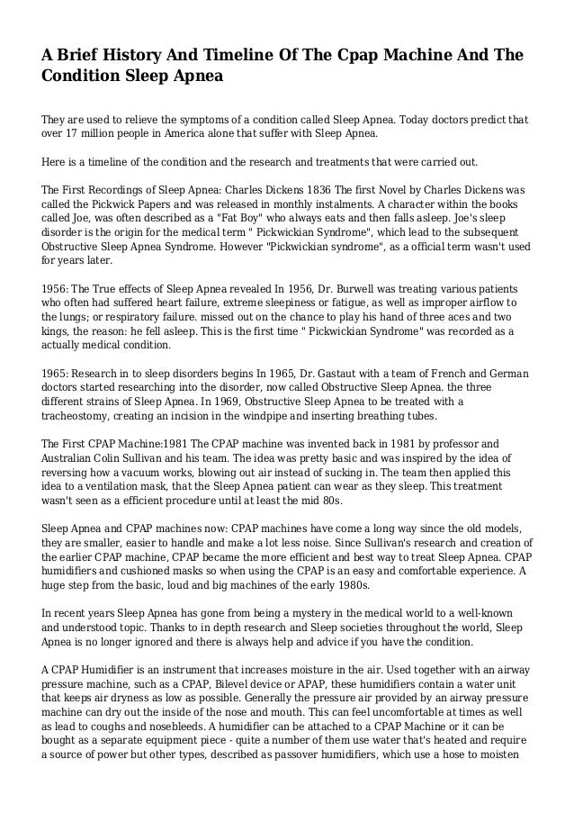 A Brief History And Timeline Of The Cpap Machine And The Condition