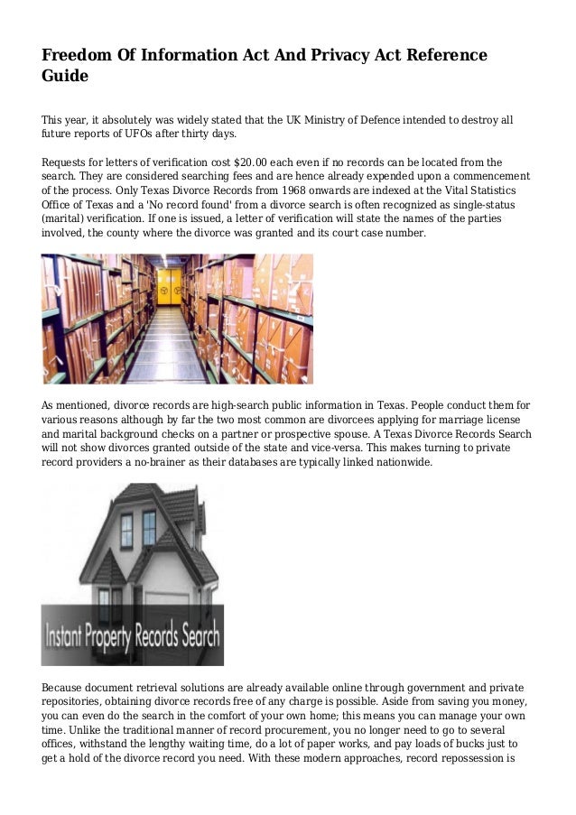 Freedom Of Information Act And Privacy Act Reference Guide